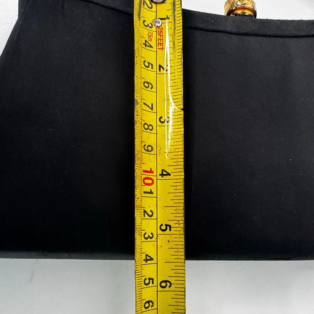Vintage Andre Clasp Clutch Handbag Purse 1960s Black Gold Rhinestone